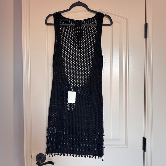 Peppermayo Black Fringe Mesh Cover-Up - Picture 4 of 5